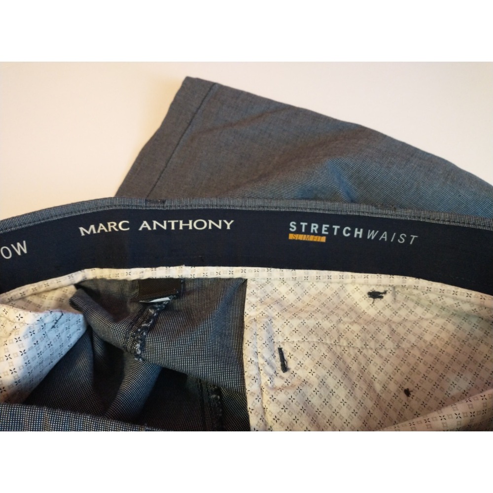 NWT Marc Anthony Shorts Slim Fit Navy /Grey Size 40 Stretch Waist $50 - Picture 4 of 8